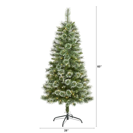 5ft. Pre-Lit Wisconsin Slim Snow Tip Pine Artificial Christmas Tree with Clear LED Lights